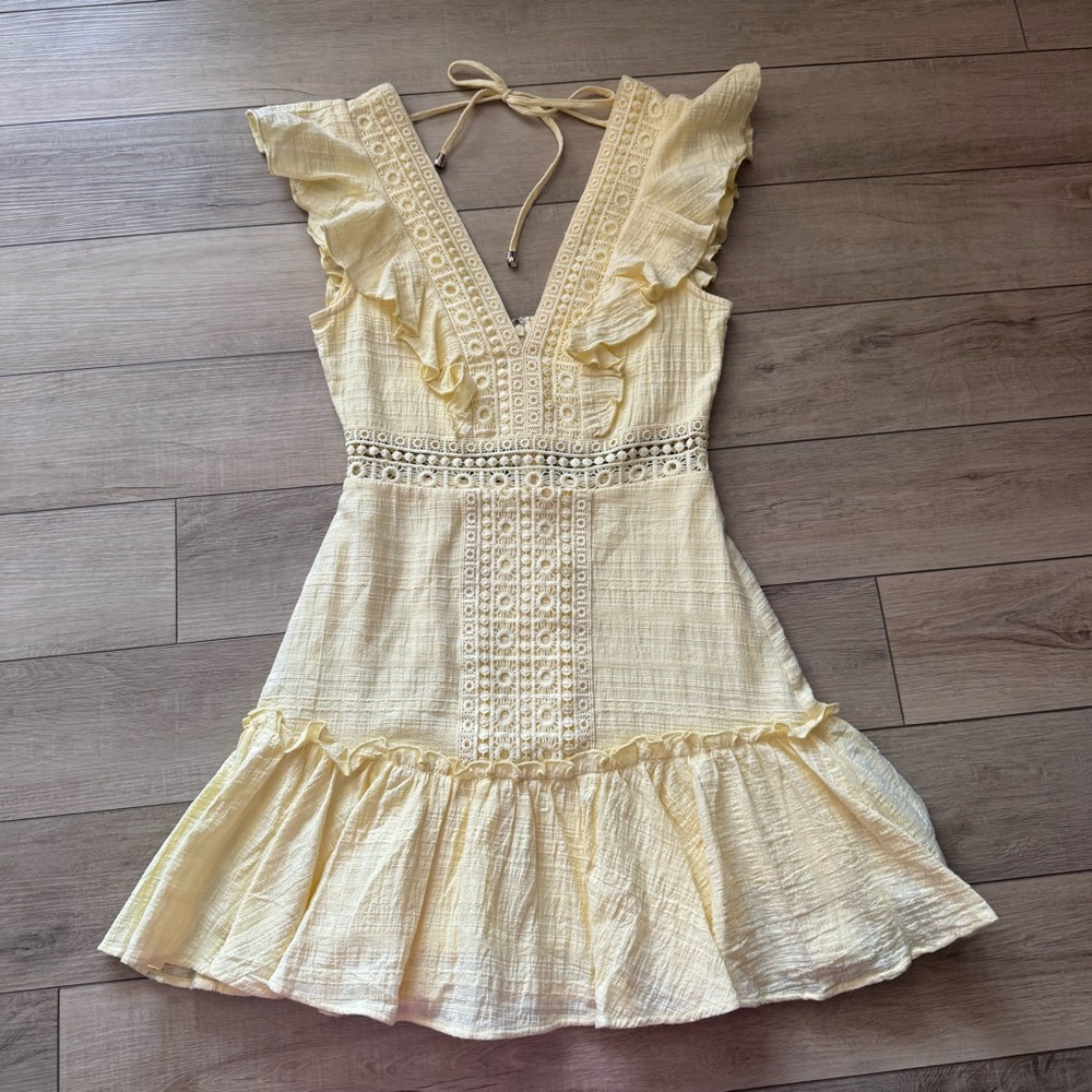 Francesca's Collections Light Yellow Textured Dress